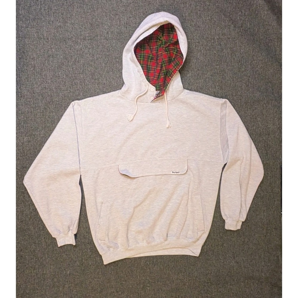 Vintage Mac Gregor Hoodie Mens Large Pullover Plaid L Sweatshirt Pockets Casual
